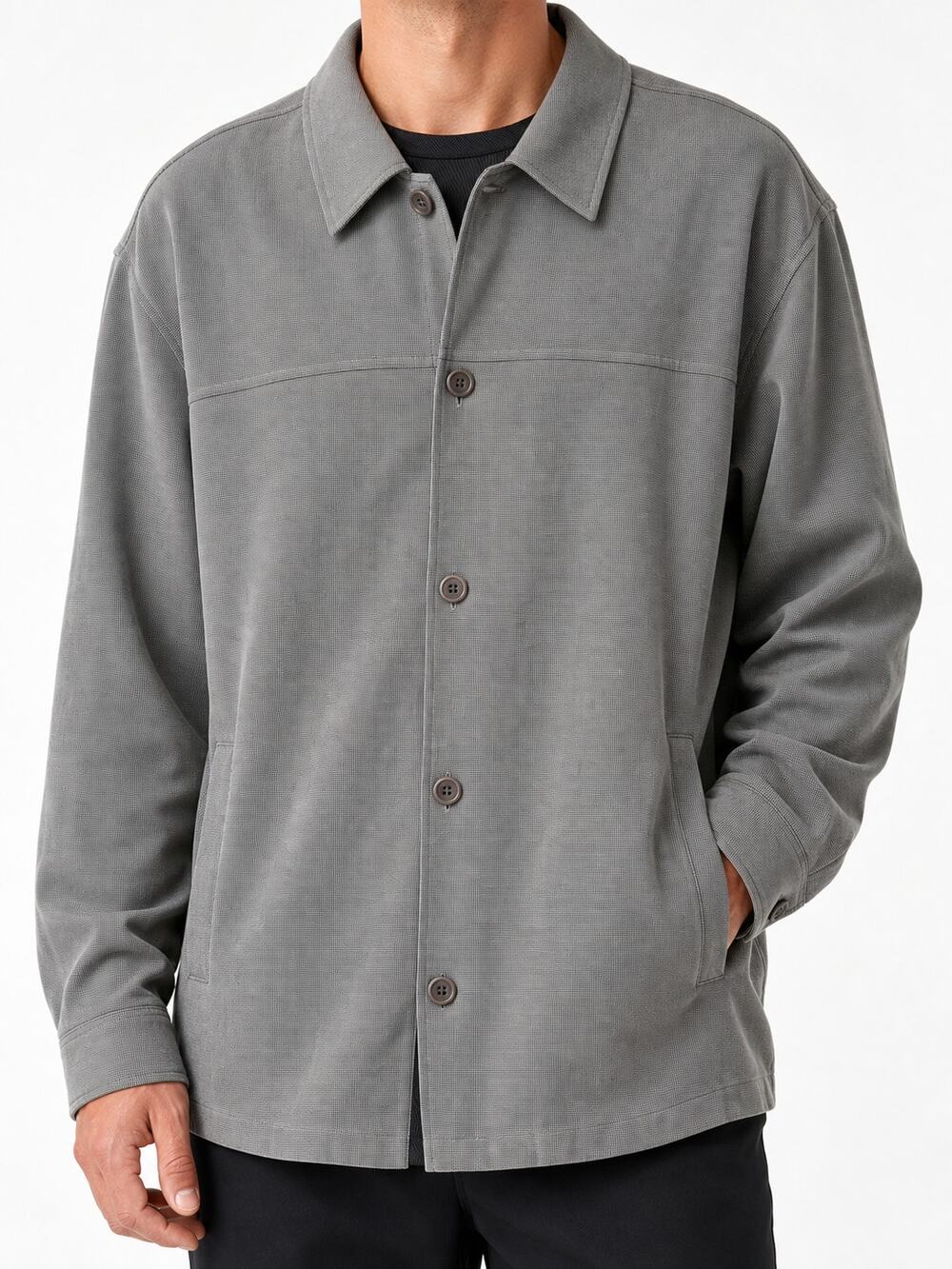Bugatchi Uomo Gray Button Front Jacket Overshirt XL Modal Blend Lightweight